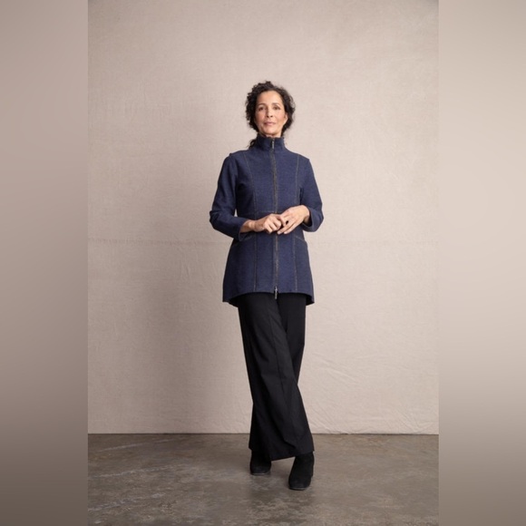 Habitat Shaped Felt Car Coat Zip Up Longline Jacket in Forest Green, 62324, XS - Picture 8 of 9